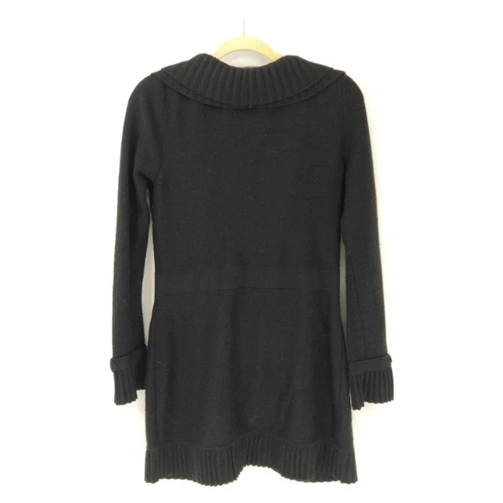 White House Black Market Tight Knit Pleated Edge Duster Cardigan Sweater Size M